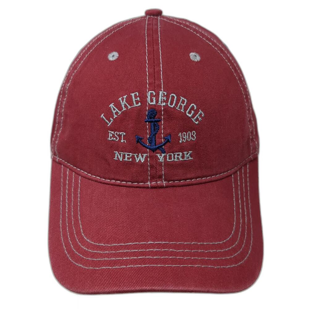 Prairie Mountain Lake George New York Anchor Red Baseball Cap One Size Slideback